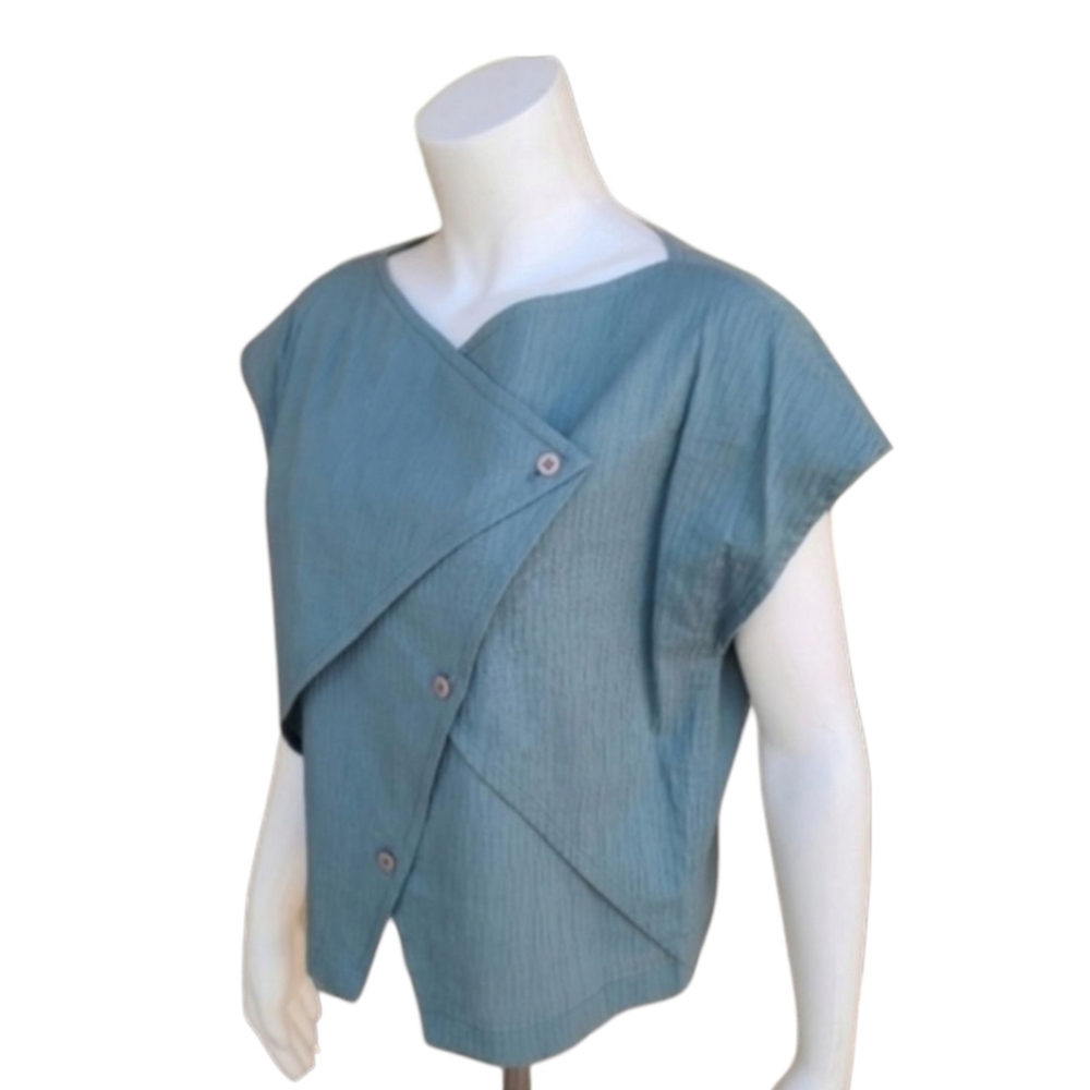 VINTAGE 80s SHAMASK Textured Crop Top S Minimalist Avant Garde Industrial Boxy - Picture 6 of 16